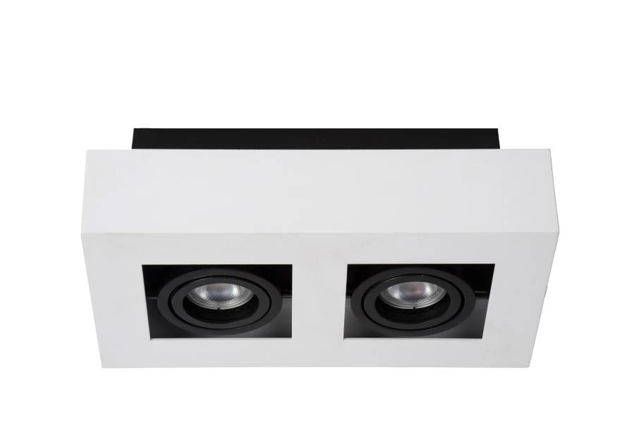Lucide XIRAX - Plafondspot - LED Dim to warm - GU10 - 2x5W 2200K/3000K - Wit - uitgezet